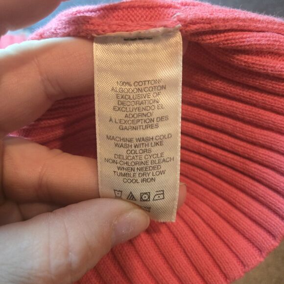 DKNY‎ Y2K Long Sleeve Knit to Shape Sweater Hood Pink/Coral Small - Picture 6 of 11